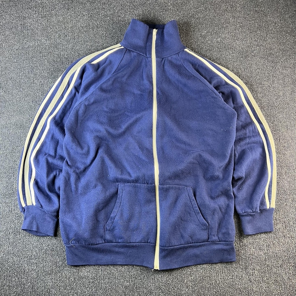 Vintage Sears Jacket Mens 2XL Tall Blue‎ Fleece Track Full Zip Activewear 70s